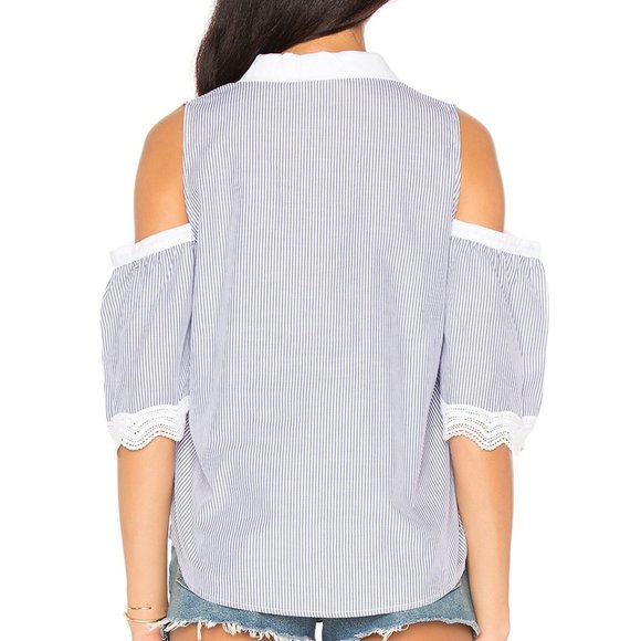 BB Dakota Jager Striped Cold-Shoulder Blouse - Picture 7 of 9